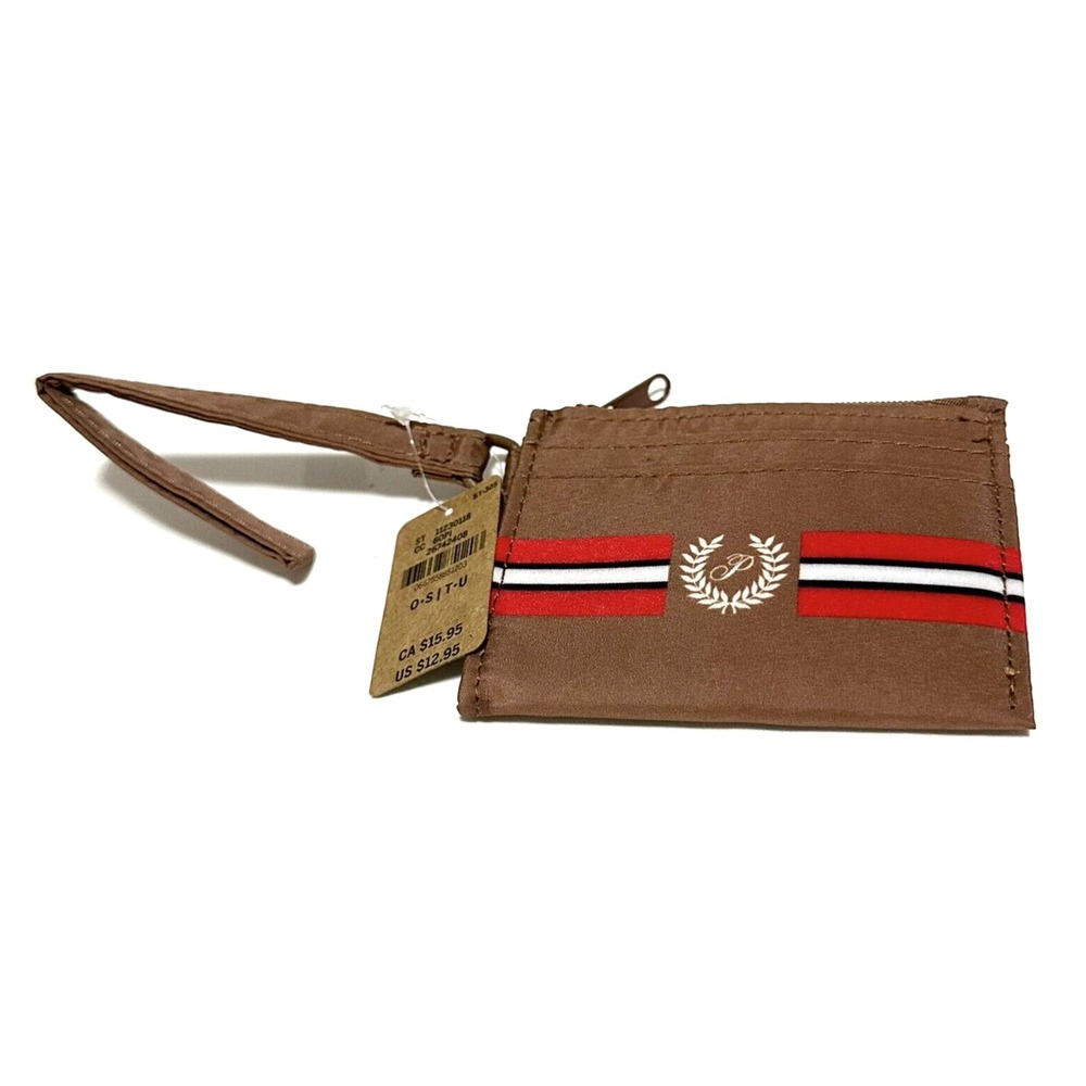 Victoria's Secret PINK Card Case Holder Keychain With Zip Brown